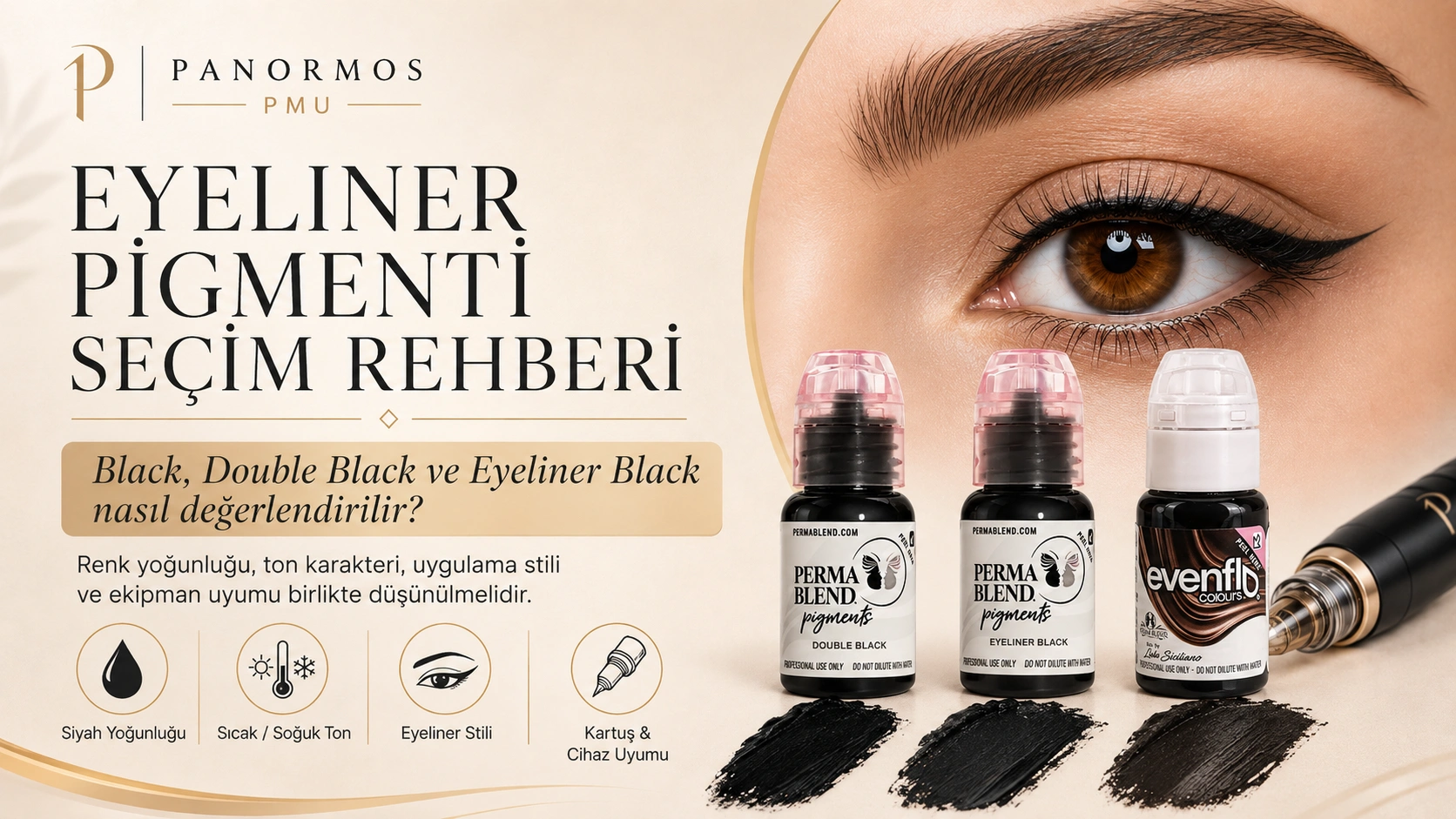 Kalıcı Eyeliner Pigmenti Seçim Rehberi: Black, Warm Black ve Siyah Tonlar