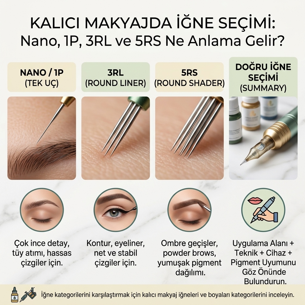 Kalıcı Makyajda İğne Seçimi | 1P, 3RL, 5RS PMU Rehberi