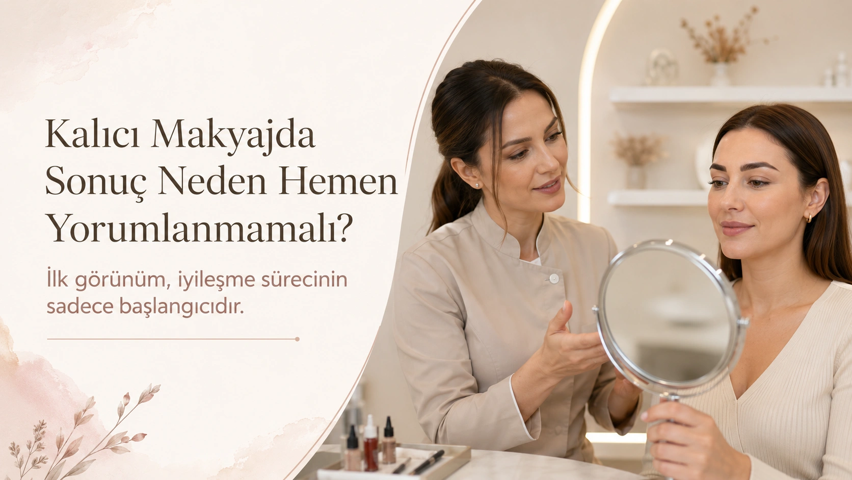 Kalıcı makyaj işleminden sonra taze ve iyileşmiş PMU görünümünün değerlendirilmesi