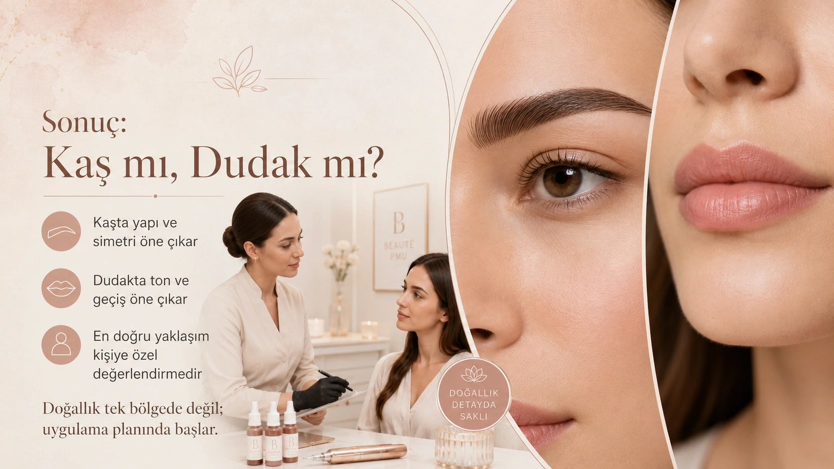 Kaş ve dudak PMU için profesyonel pigment seçimi