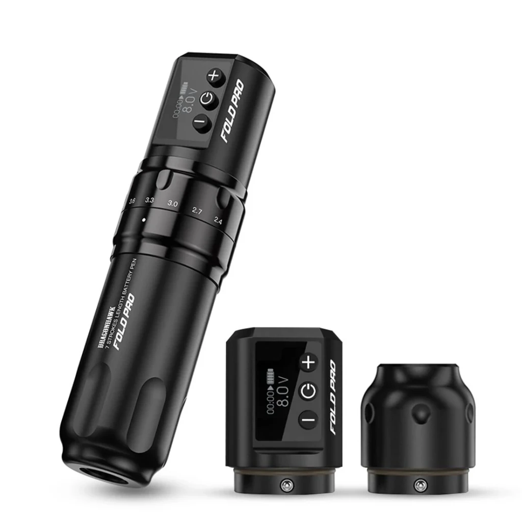 Mast Fold Pro 2.4-4.2 mm Ayarlanabilir Stroke Çift Bataryalı Kablosuz PMU ve Dövme Makinesi Siyah