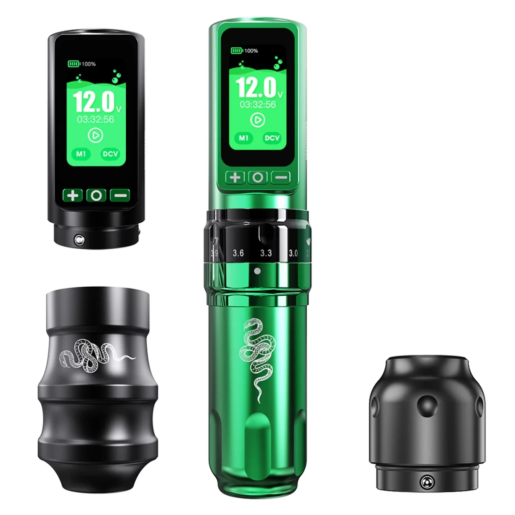 Mast Fold Pro Year of Snake 2.4-4.2 mm Ayarlanabilir Stroke Kablosuz Pmu ve Dövme Makinesi Yeşil