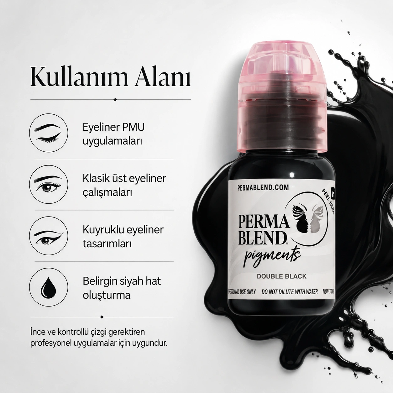 Perma Blend Double Black Yoğun Siyah PMU Eyeliner Pigmenti 15ml Perma Blend Double Black Yoğun Siyah PMU Eyeliner Pigmenti 15ml