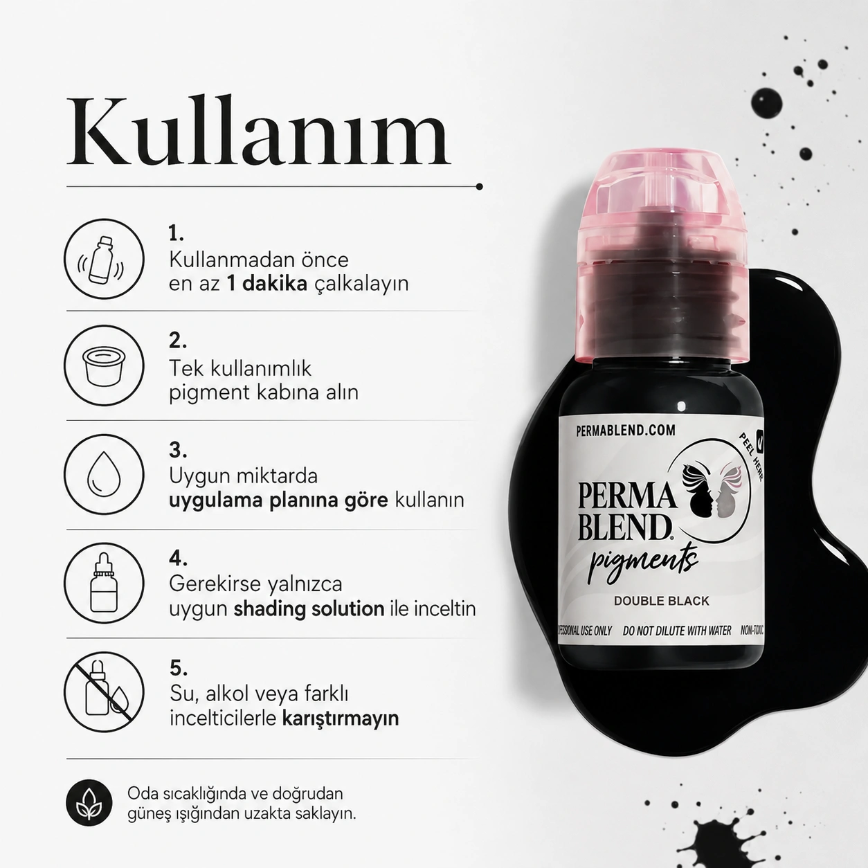 Perma Blend Double Black Yoğun Siyah PMU Eyeliner Pigmenti 15ml Perma Blend Double Black Yoğun Siyah PMU Eyeliner Pigmenti 15ml