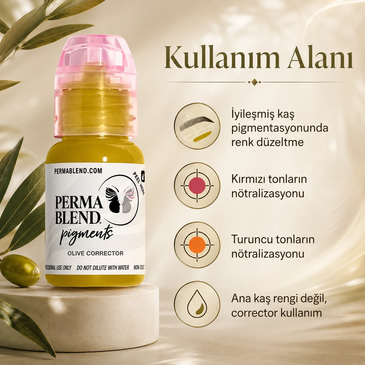 Perma Blend Olive Corrector Kırmızı-Turuncu Kaş Düzeltici Pigment 15ml Perma Blend Olive Corrector Kırmızı-Turuncu Kaş Düzeltici Pigment 15ml