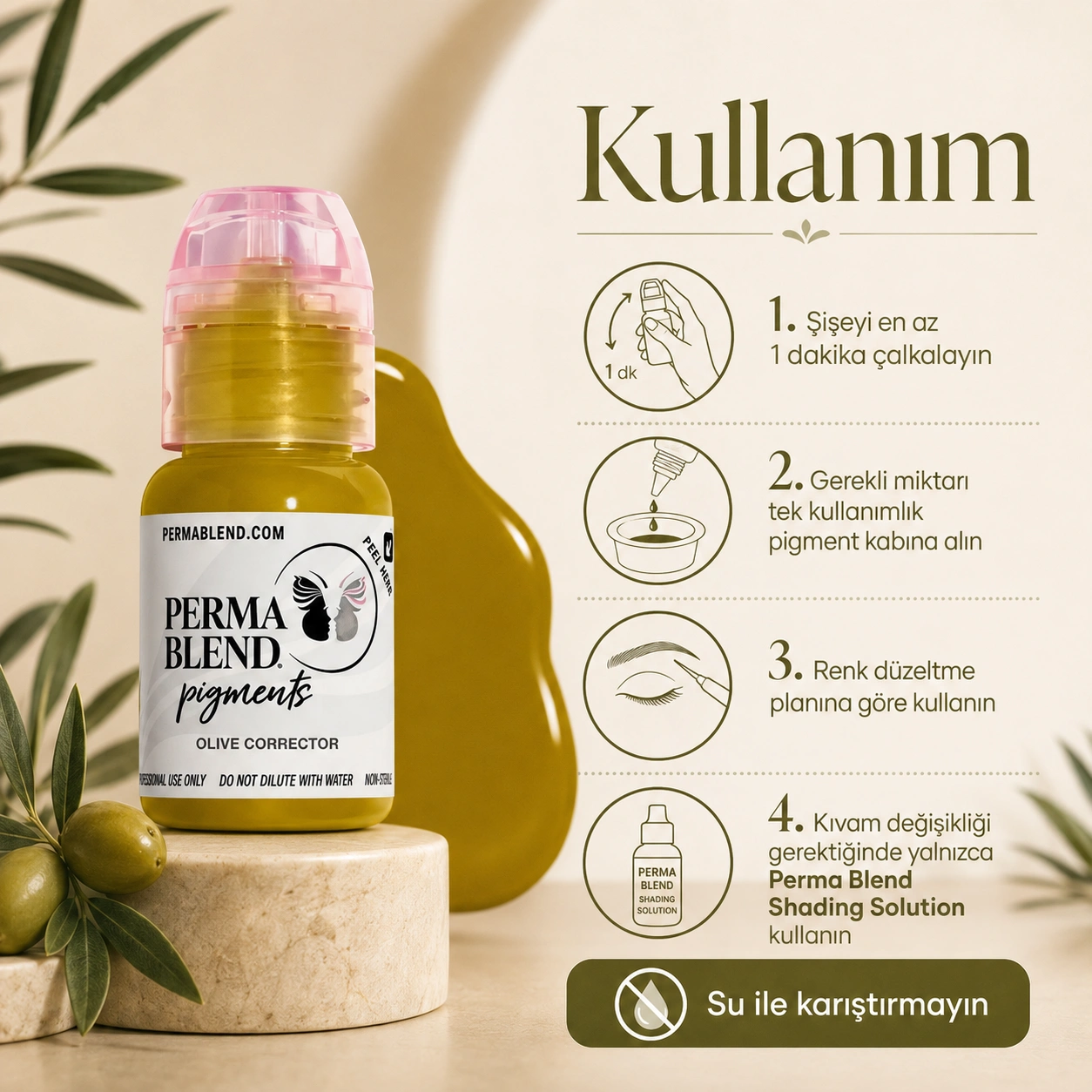 Perma Blend Olive Corrector Kırmızı-Turuncu Kaş Düzeltici Pigment 15ml Perma Blend Olive Corrector Kırmızı-Turuncu Kaş Düzeltici Pigment 15ml