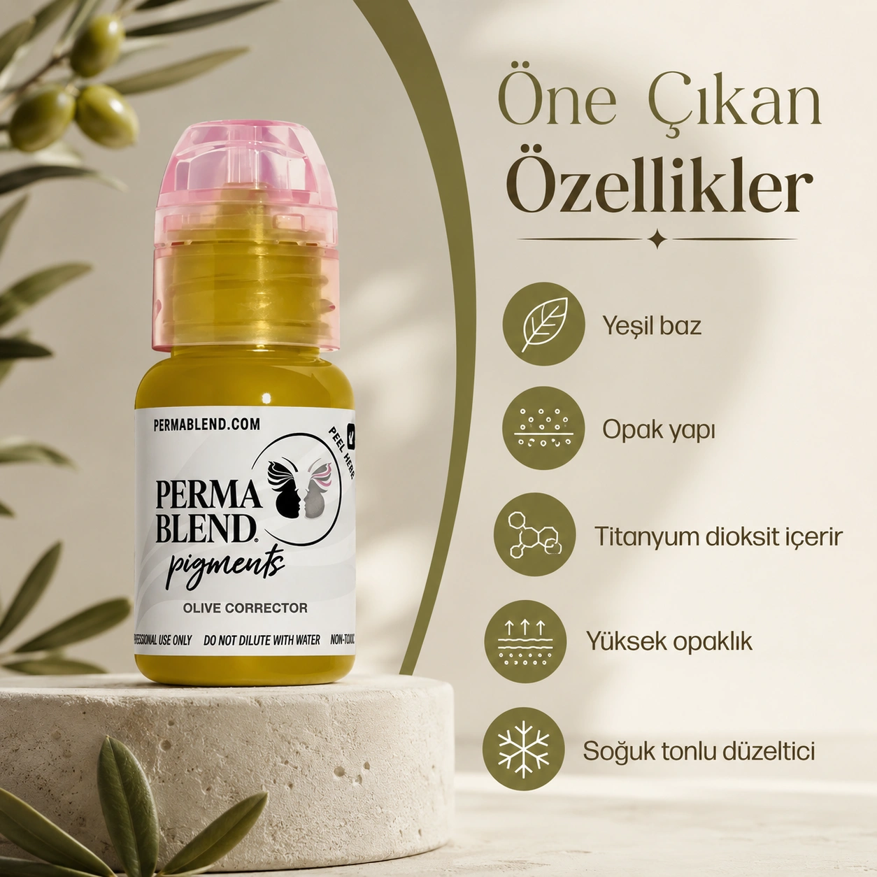 Perma Blend Olive Corrector Kırmızı-Turuncu Kaş Düzeltici Pigment 15ml Perma Blend Olive Corrector Kırmızı-Turuncu Kaş Düzeltici Pigment 15ml