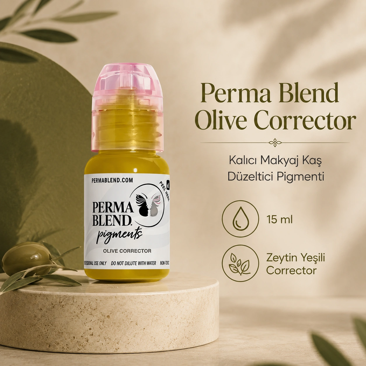 Perma Blend Olive Corrector Kırmızı-Turuncu Kaş Düzeltici Pigment 15ml Perma Blend Olive Corrector Kırmızı-Turuncu Kaş Düzeltici Pigment 15ml