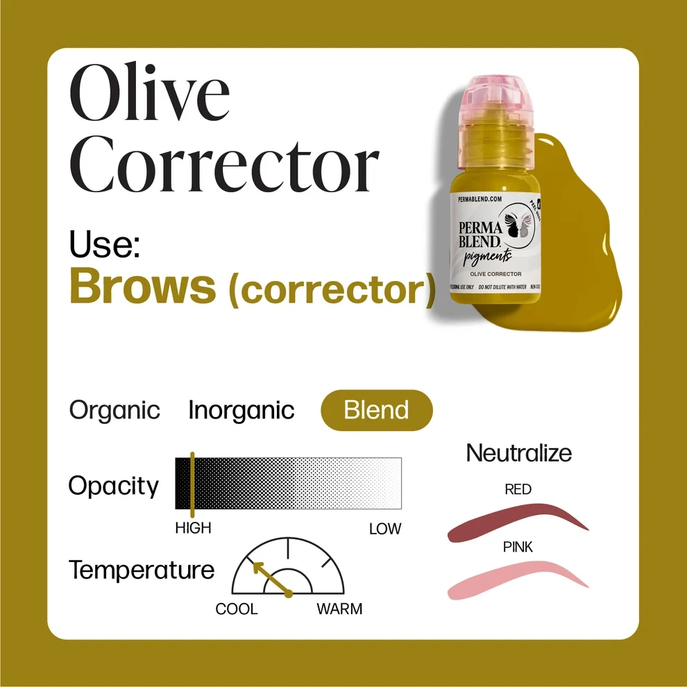 Perma Blend Olive Corrector Kırmızı-Turuncu Kaş Düzeltici Pigment 15ml Perma Blend Olive Corrector Kırmızı-Turuncu Kaş Düzeltici Pigment 15ml
